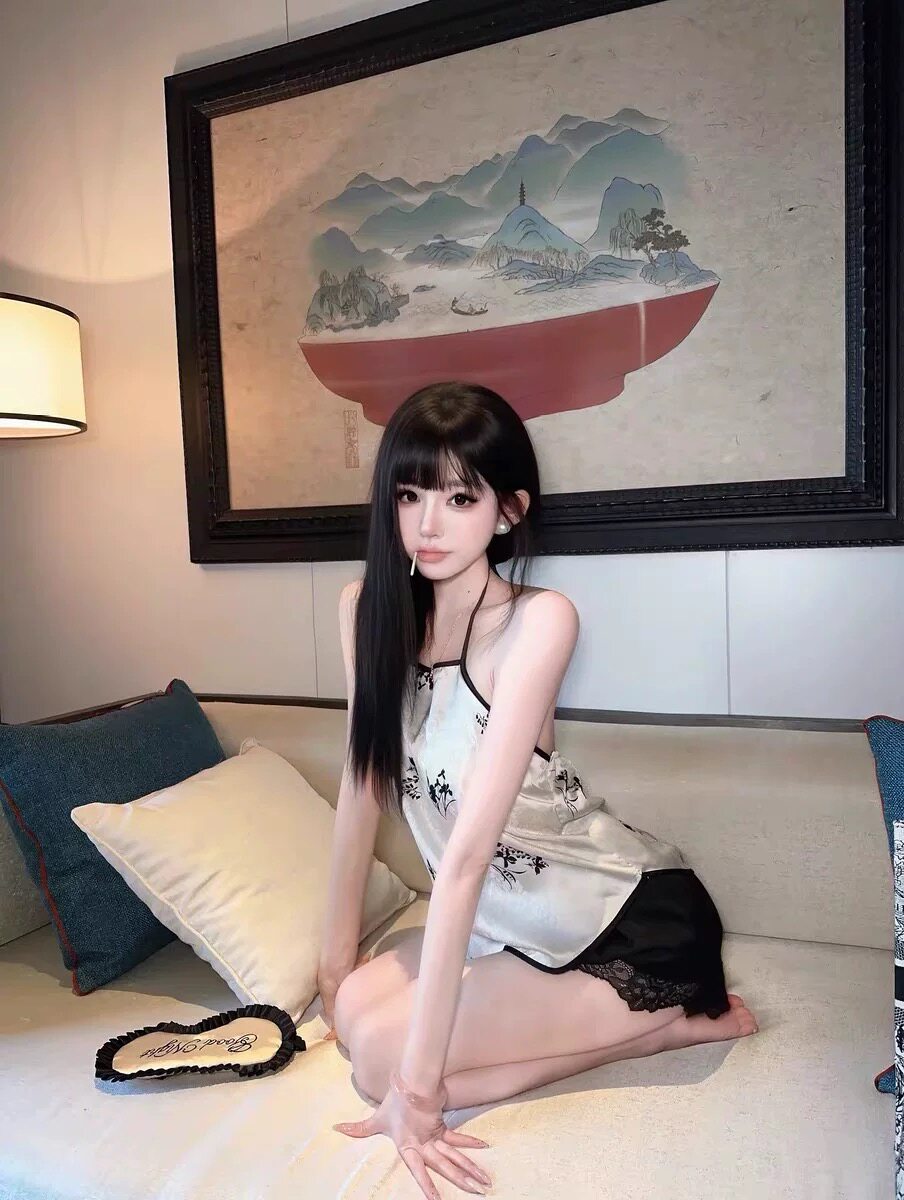 新中式水墨画自带胸垫背心肚兜独特设计2026夏上新家居服超短裤