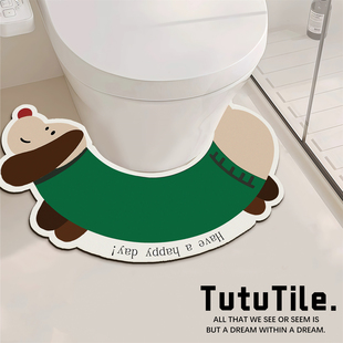卡通马桶周围地垫u型卫生间硅藻泥吸水脚垫浴室厕所防滑垫子耐脏