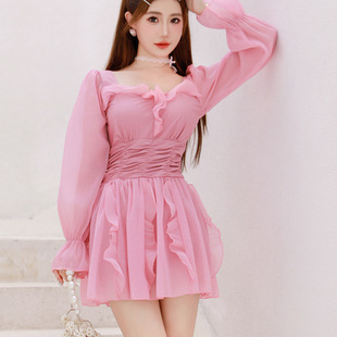 泳装 运动学生大码 BIKINI性感长袖 温泉泳衣女比基尼连体分体大码