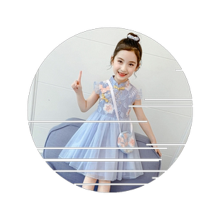 2026新款小女孩连衣裙中大儿童洋气旗袍公主裙复古网纱蓬蓬裙夏装