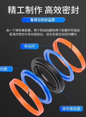 橙色KDAS油封液压缸活塞DAS注塑机密封件五件套组合密封圈