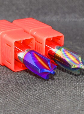 内R铣刀65度4刃外圆倒角反r2七彩铝用高光合金蓝色涂层不锈钢雕刻