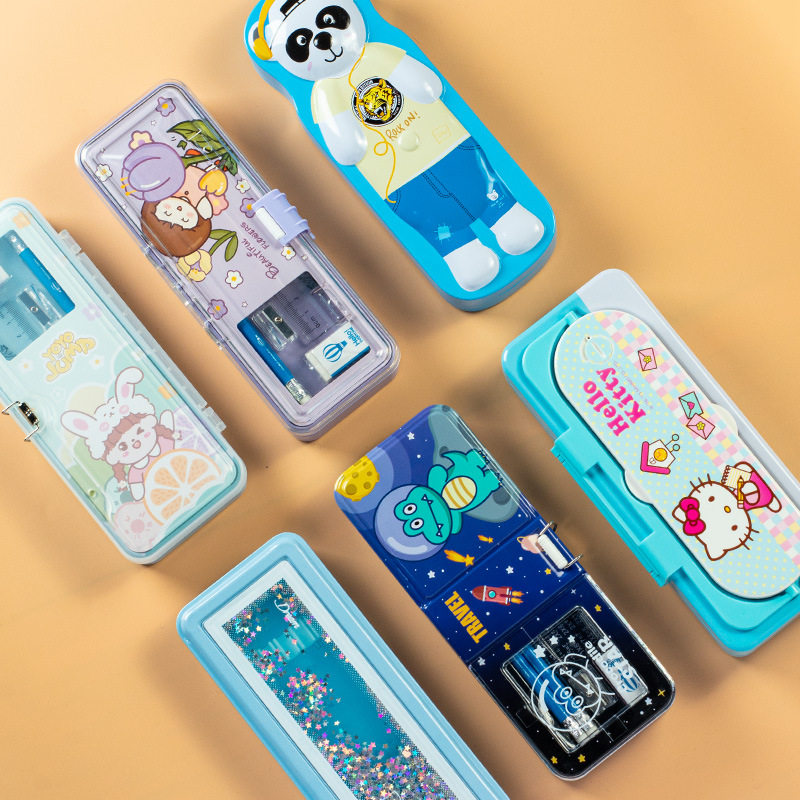 yole小灵精小学生铅笔盒双层笔盒儿童马口铁创意大容量笔盒