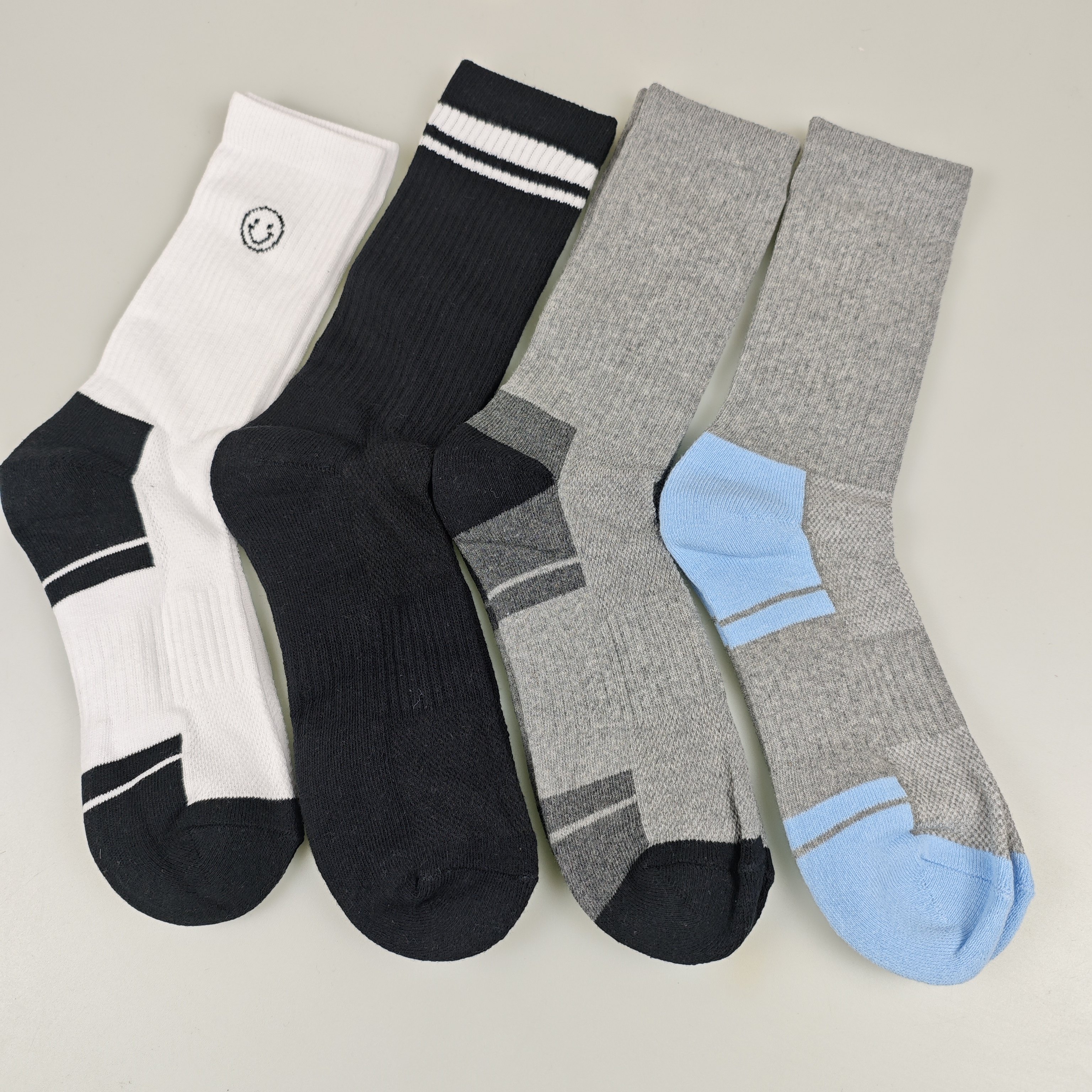 10双纯棉网眼毛巾底运动袜男高筒吸汗透气防臭外贸原单加厚毛圈底