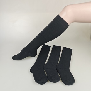 5双加厚毛圈高筒袜女黑灰纯色小腿袜及膝冬季保暖膝下长筒袜
