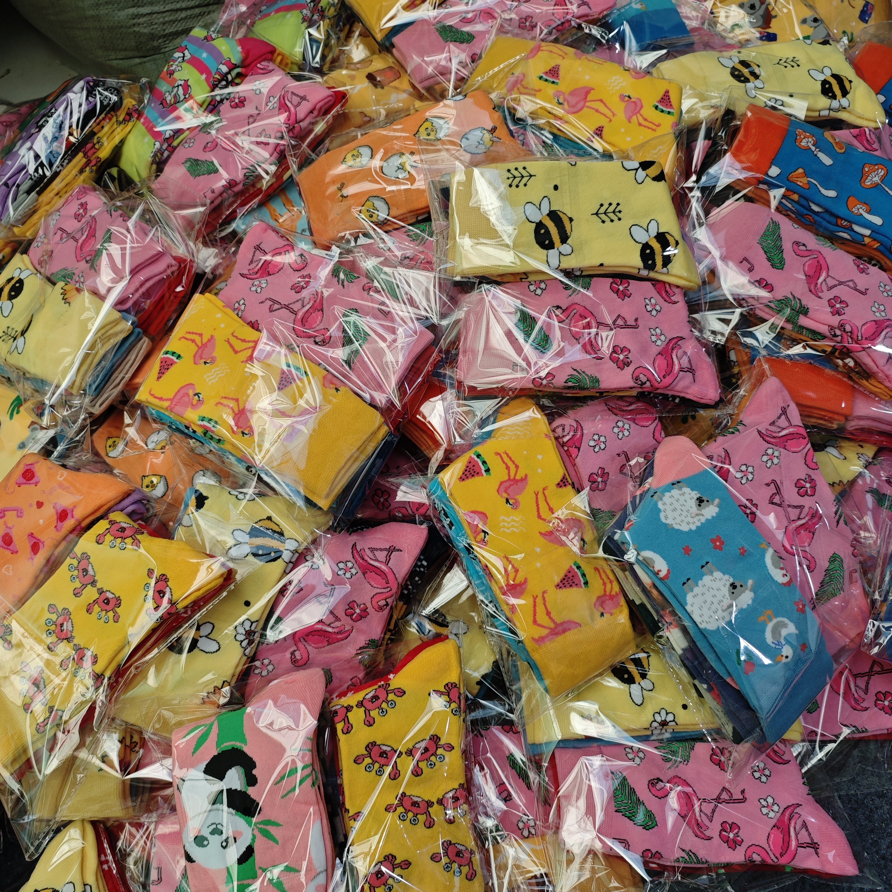 5双纯棉中高女潮袜漂亮女花袜植物花卉动漫卡通杂色百搭个性女袜