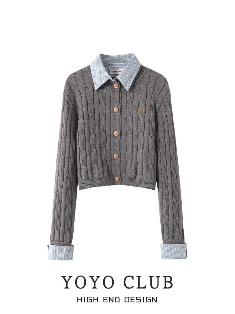 여성을 위한 뚱뚱한 MM 슬리밍 슈트를 위한 가짜 투피스 스웨터와 모직 스커트의 완전한 세트를 갖춘 YOYO CLUB 겨울 의류