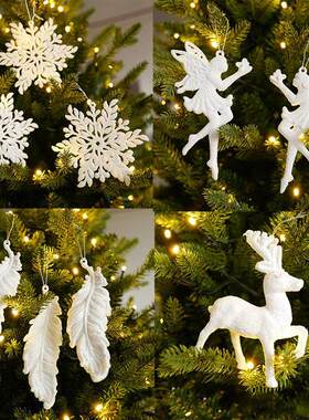 Christmas Tree Hanging Ornaments Snowflake Angel Deer White