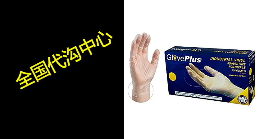 GLOVEPLUS AMMEX Industrial Clear Vinyl Gloves， Box of 100