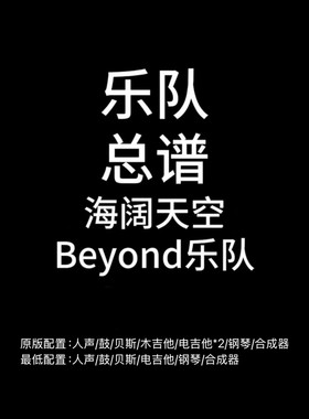 C25乐队总谱 海阔天空 Beyond 吉他鼓贝斯键盘乐队谱PDF附音频