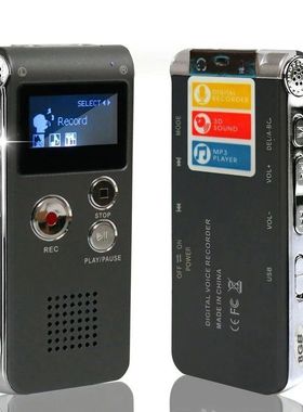 Gravador de Voz Profissional Mini, Leitor de MP3, 8GB, Som,