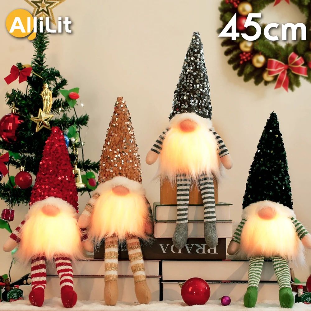 Elf Gnome boneca com luz LED, decora??es de Natal para casa,