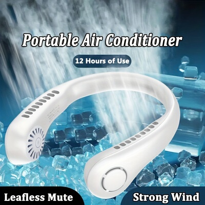 1pc Rechargeable Portable Neck Fan - Bladeless Personal Fan