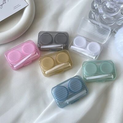 Cute Candy Color Contact Lens Case para menina, portátil Co