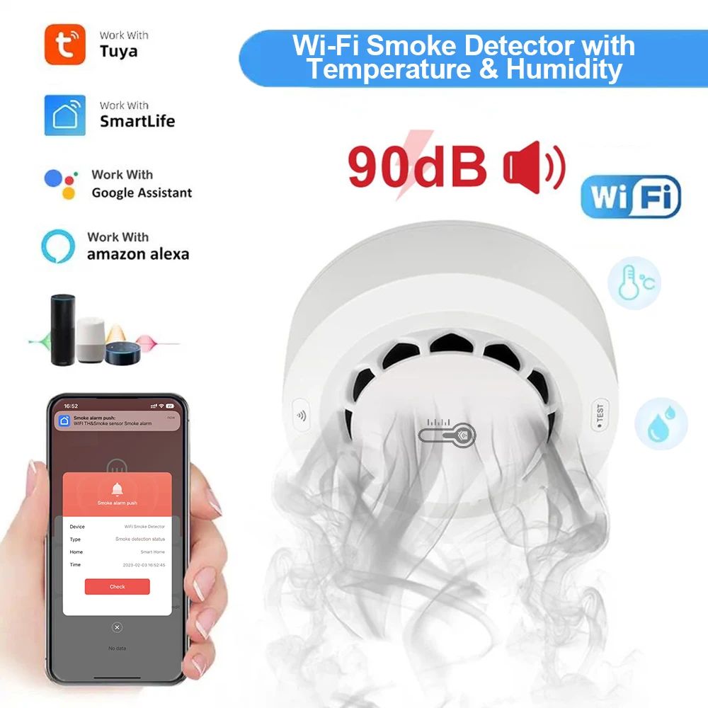 Detector de fumo fotoelétrico com bot?o do teste e sinal da