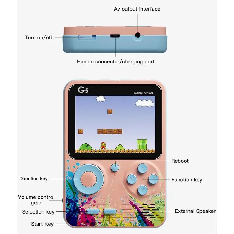 Consola de videojuegos portátil Retro G5, pantalla HD, sali
