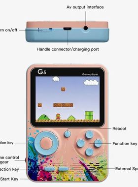 Consola de videojuegos portátil Retro G5, pantalla HD, sali