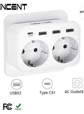 LENCEN-extensor de enchufe de pared de la UE con 2 salidas d