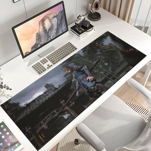 Mito preto Wukong Mouse Pad, teclado de bloqueio de borda an