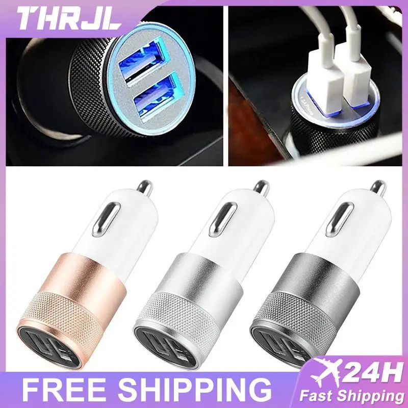 Mini cargador USB Dual para coche, Cargador rápido de aleac
