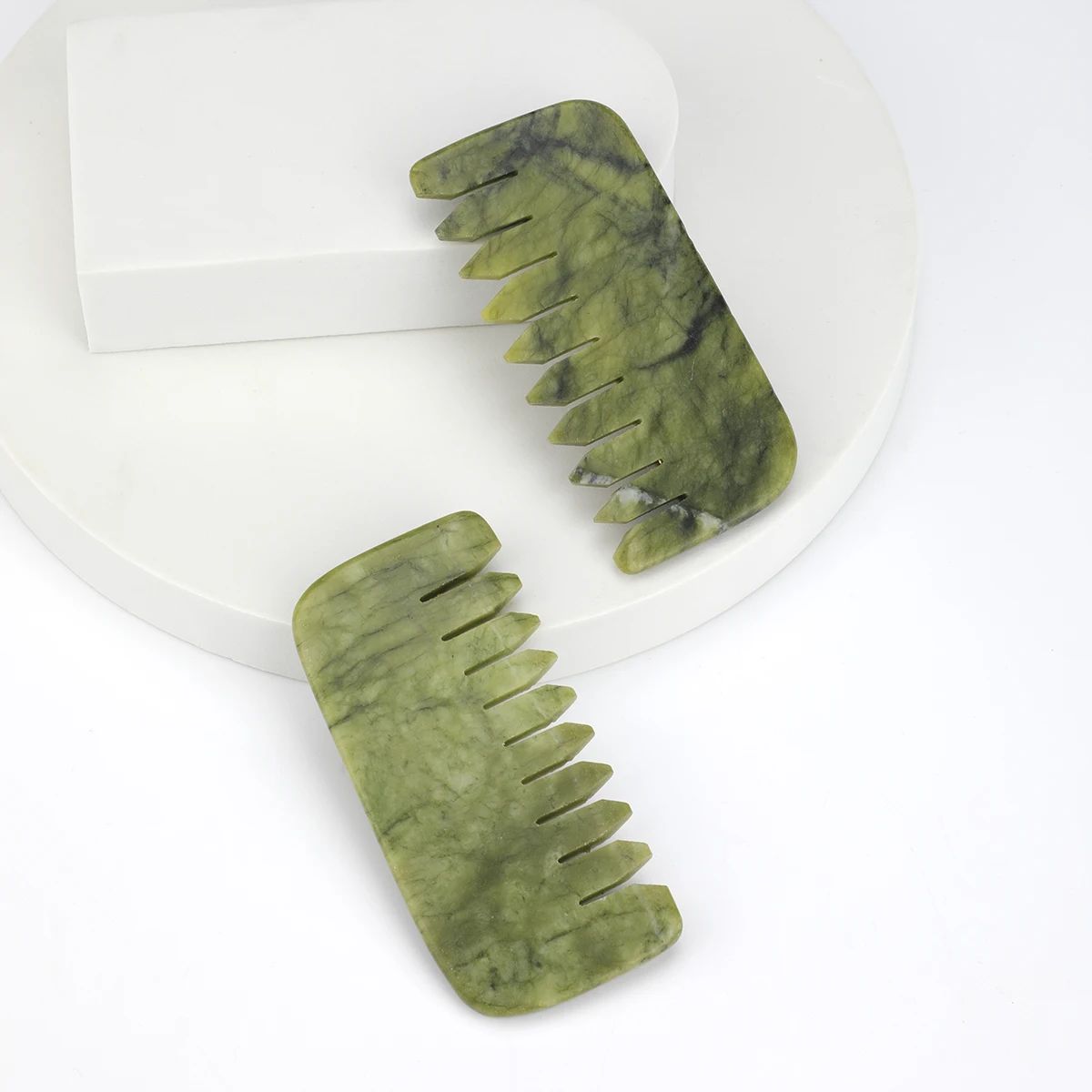 Natural Jade Massagem Comb, cabe?a Meridian Scalp, rosto, ol