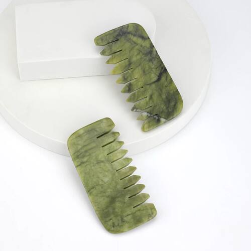 Natural Jade Massagem Comb, cabe?a Meridian Scalp, rosto, ol