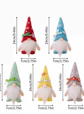 Coroa de Gnome Papai Noel sem rosto, bonecas coloridas, Deco