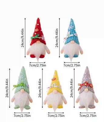 Coroa de Gnome Papai Noel sem rosto, bonecas coloridas, Deco