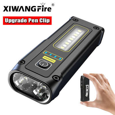 Portátil Multi-Function Lanterna, Tipo C Recarregável, Cam