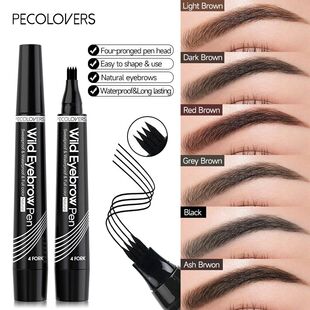 Lápiz de cejas resistente al agua, 5 colores, 4 cabezales,