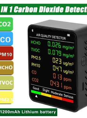 Monitor de calidad del aire 6 en 1 PM2.5 PM10 HCHO TVOC CO 2