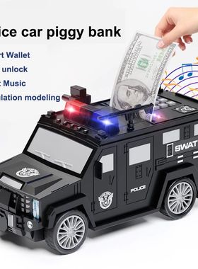 Carrinho de polícia eletr?nico cofrinho caixa de dinheiro c