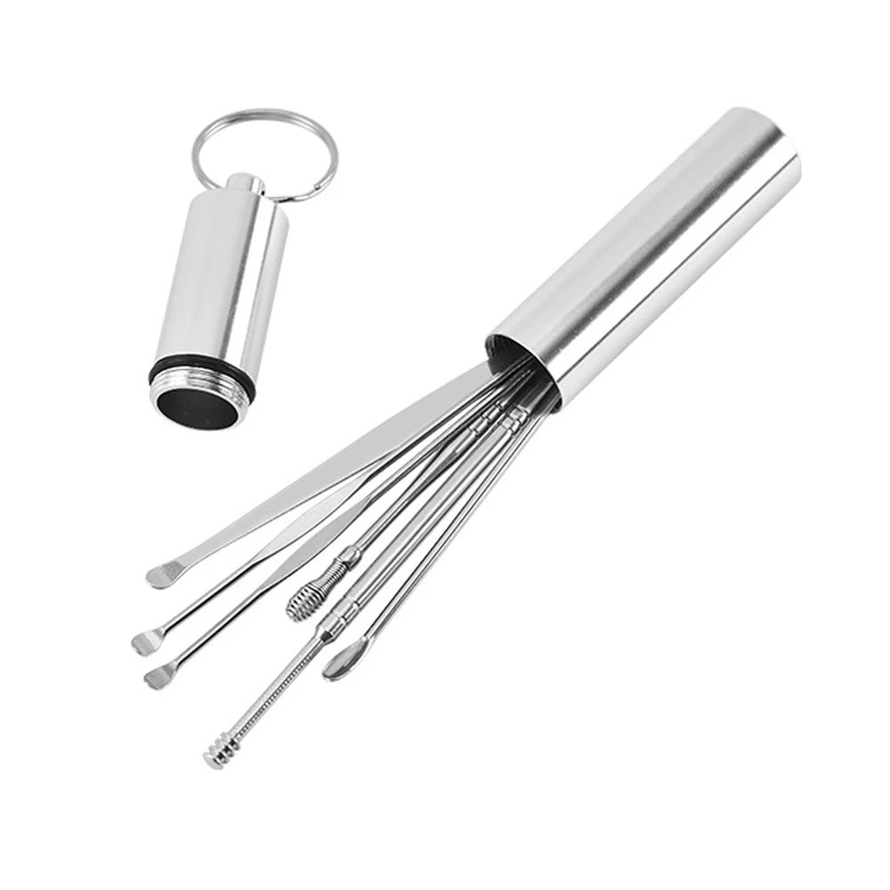 6PCS Stainless Steel Earpick Ear Cleaner Spoon Ear Care Clea
