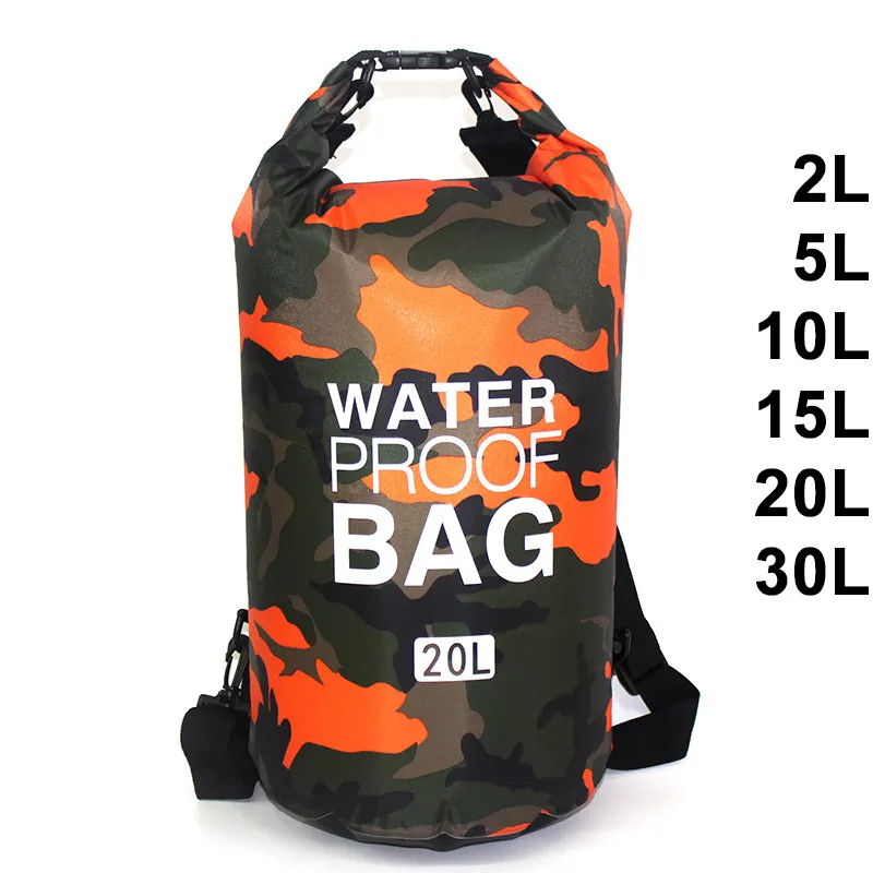 30L Waterproof Swimming Bag Dry Sack Camouflage Colors Fishi