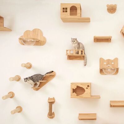 Wall Mounted Cat Escalada Prateleiras, Escada De Corda, Plat