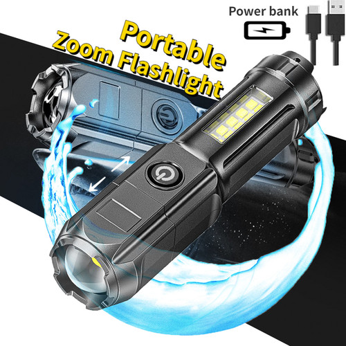 Lanterna portátil COB, farol de alta potência, luz lateral