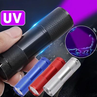 Linterna UV de 9led, luz ultravioleta púrpura de 395nm, Min