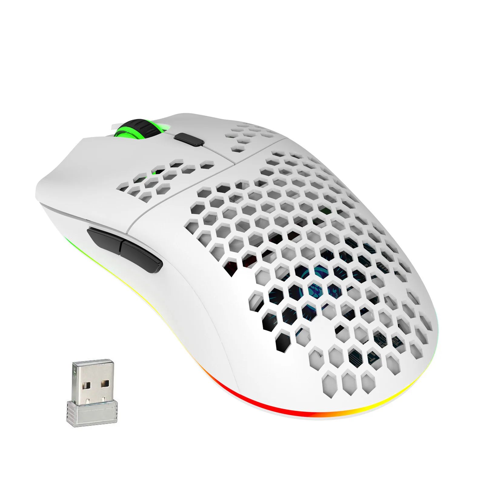 HXSJ-T66 Mouse sem fio para jogos, 2.4G, ilumina??o RGB, car