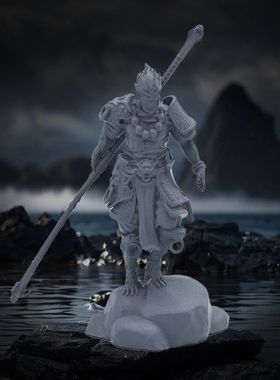 Preto Wukong Cinza Modelo Figura Ornamentos, DY, Colorir, Cr