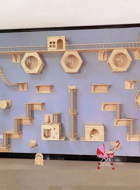 Wall Mounted Cat Tree, Escalada Prateleiras De Madeira, Hamm