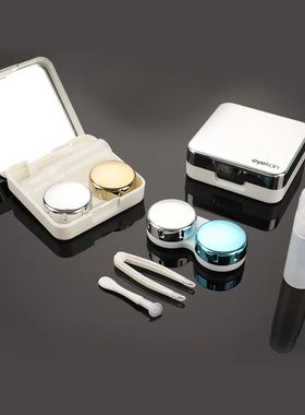 Caso de lente de contato quadrada, espelho plástico Water C