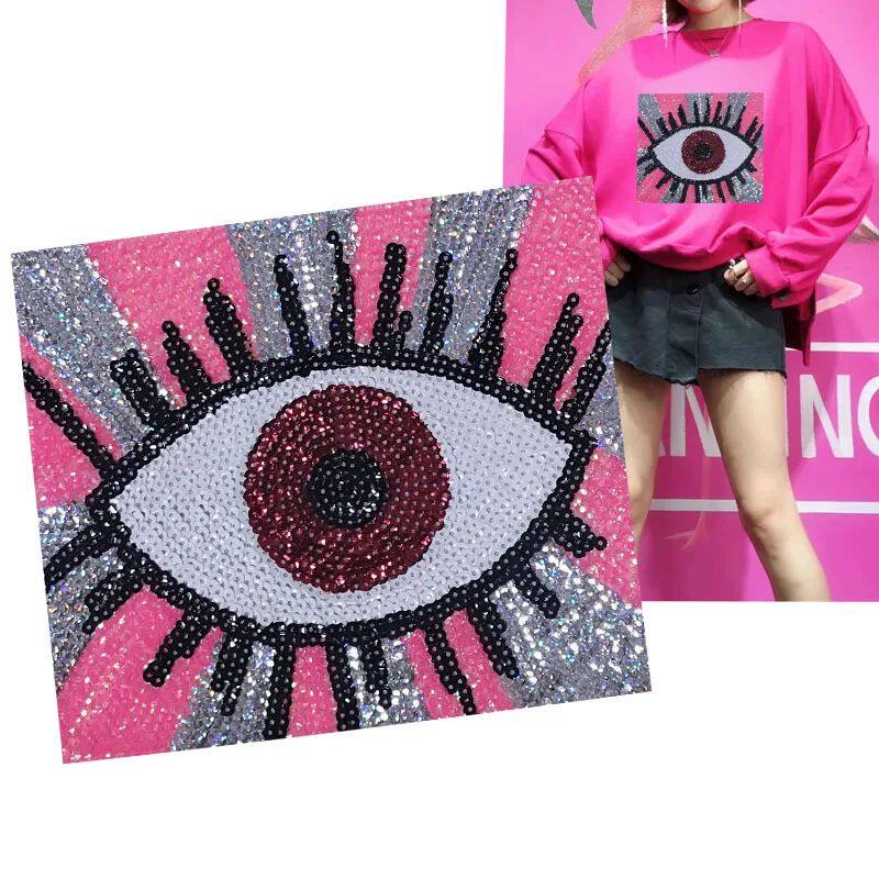 Patch Bordado Rosa Quadrado, Moda Drop Eyes Iron On Sewing,