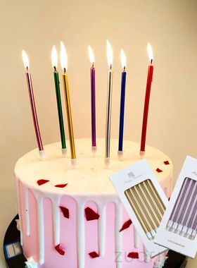 6 velas finas longas do bolo dos pces velas metálicas do an