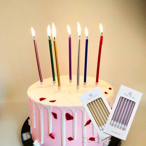 6 velas finas longas do bolo dos pces velas metálicas do an