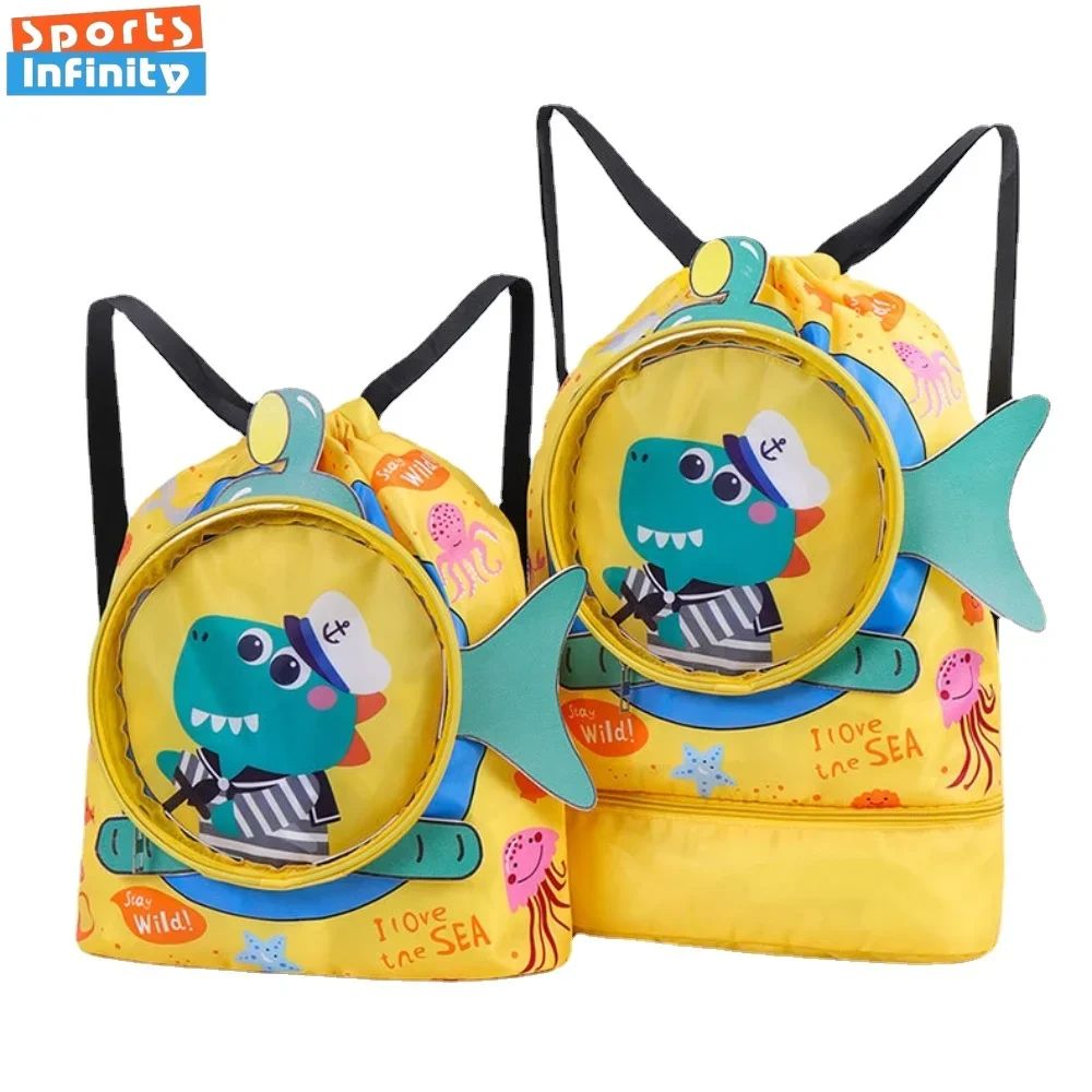Childrens Cartoon Swimming Bag Waterproof  Kids Wet Dry Clot