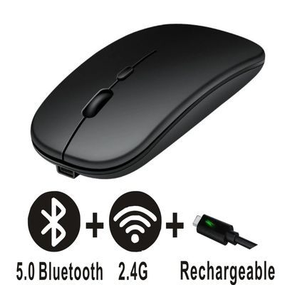 Recarregável Bluetooth Mouse, Sem Fio, Modo Duplo, 5.2, Sil