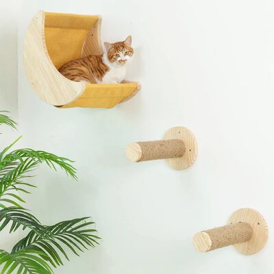 Moon Shaped Cat Hammock Set, Wall Shelf Perch, 2 Postes de E