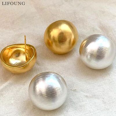 Pendientes de bola de Metal para mujer, tachuelas de poste d