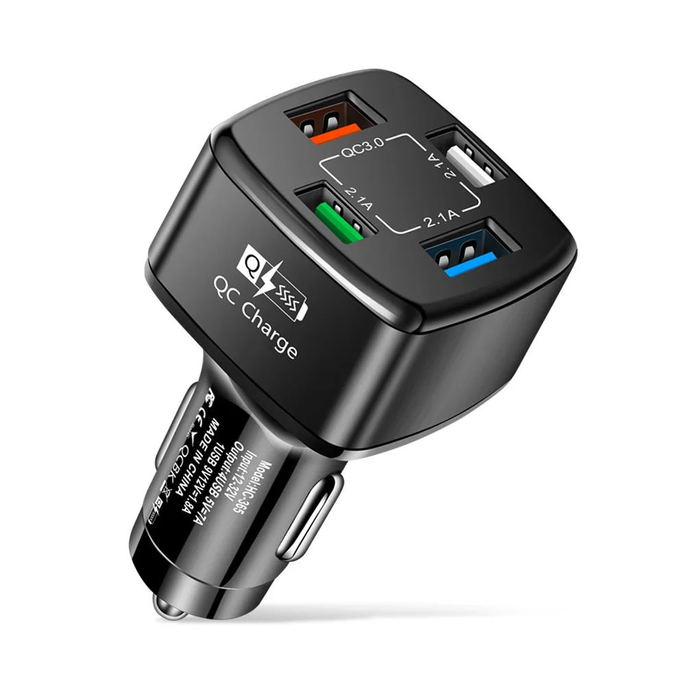 Cargador rápido QC3.0 4 en 1 para coche, enchufe para encen