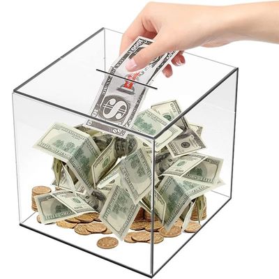 Mealheiro acrílico transparente, caixa de poupan?a de dinhe